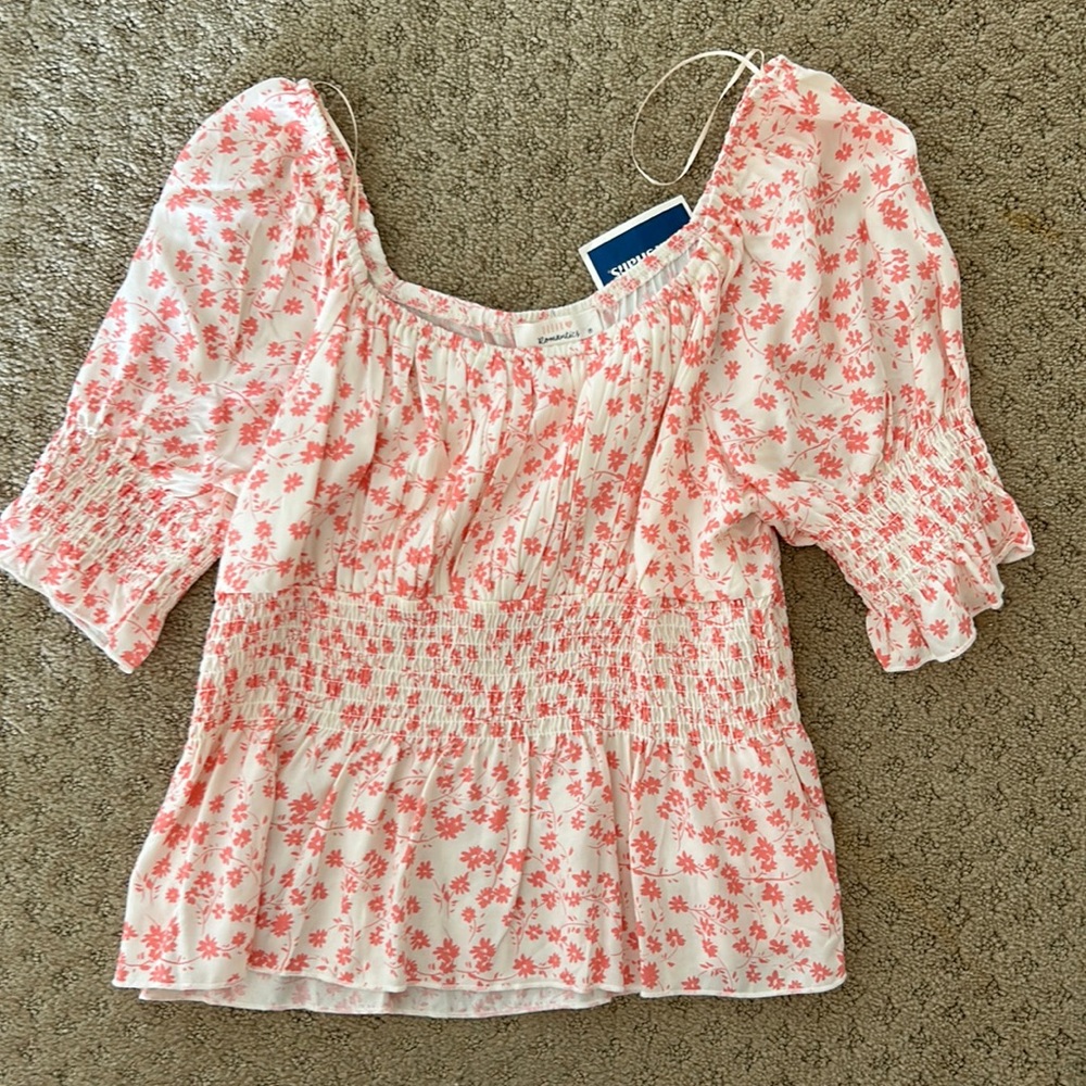 Pink and Cream Floral Top